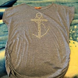 Women tee shirt size medium blue with white anchor
